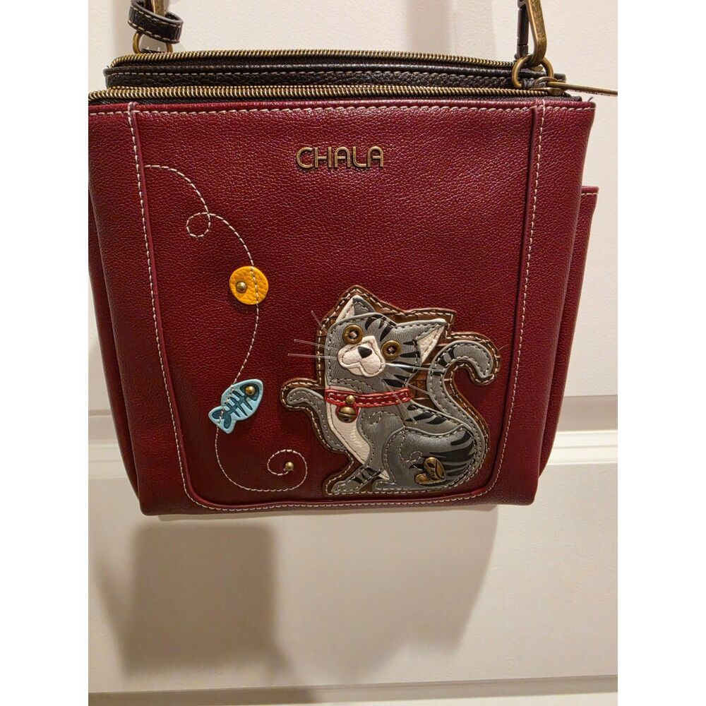 Chala Cat with Fish Crossbody Bag Purse
